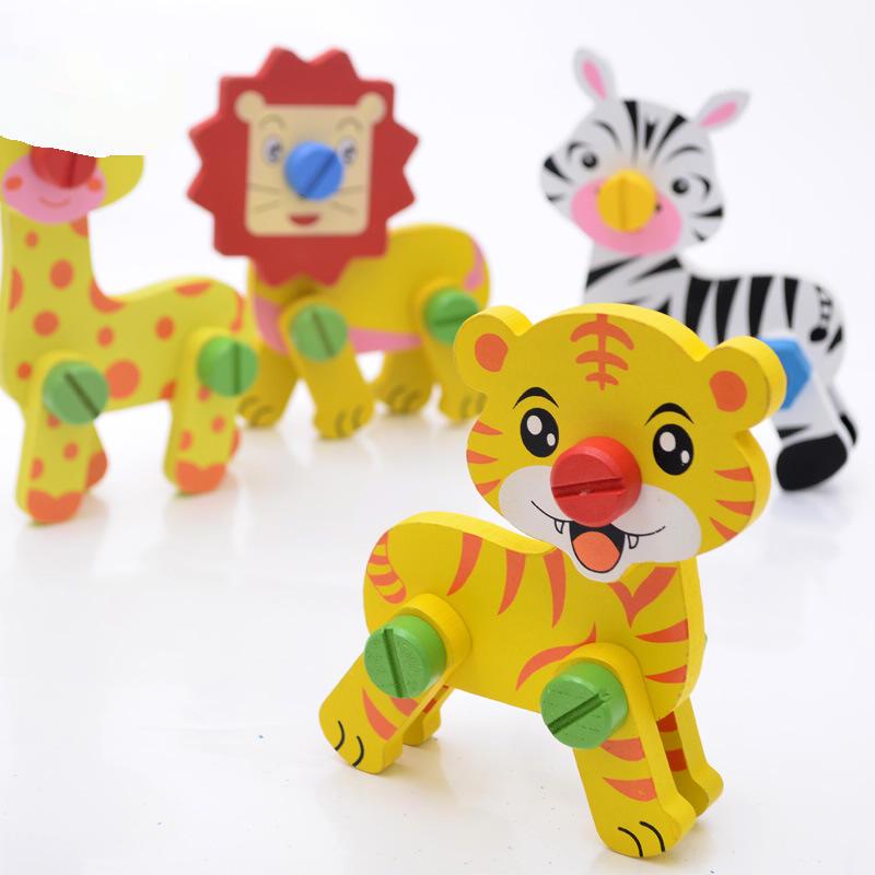 Kid Wooden Animal Assembly Children Education Puzzle Toy