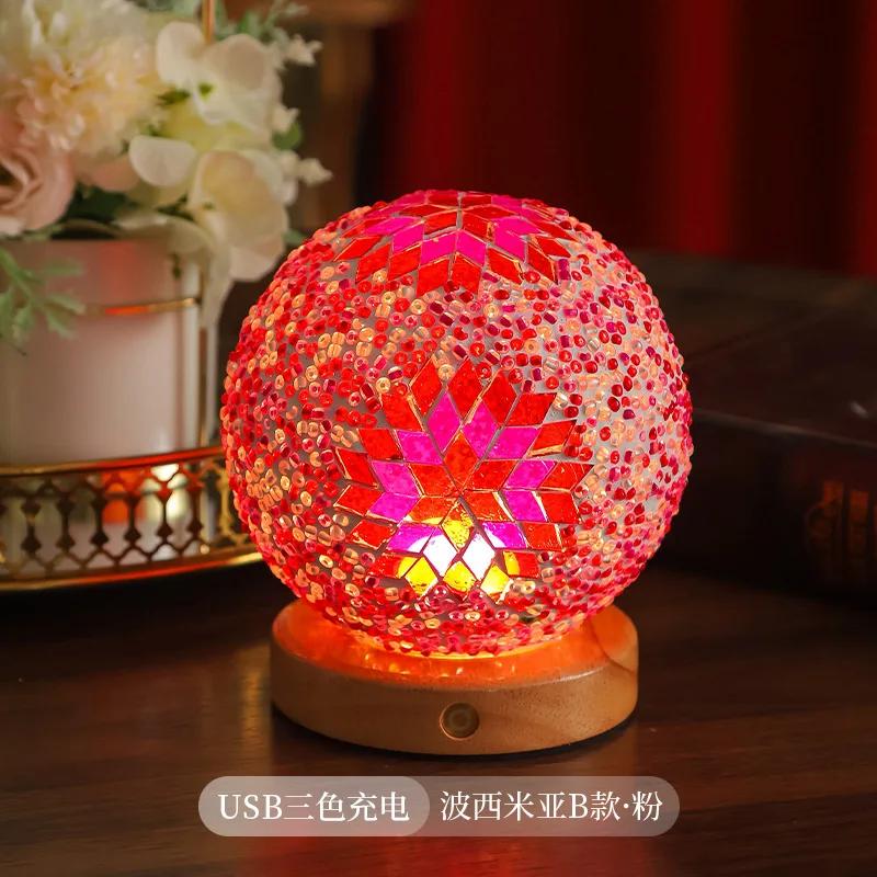 Small Night Light Mosaic Desk Lamp Light Luxury Petal Ornament Lamp