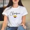 T-shirt Unisex a Cuore con Bandiera della Colombia T-shirt Amore Colombia Sabbia Bianca Blu