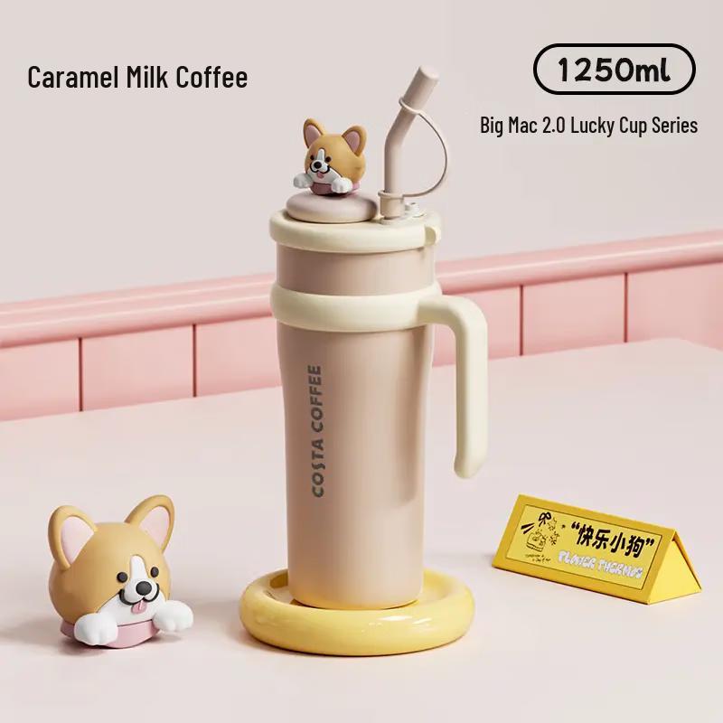 COSTA 900ml Caramel Macchiato Corgi Insulated Straw Cup