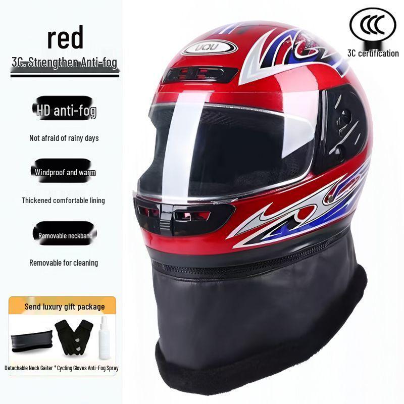 Autumn/Winter Anti-fog Electric Motorcycle Helmet, Class A Safety, Unisex.