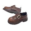 Leather British style carved Pollock leather shoes jk Velcro black derby retro platform loafer small leather shoes women