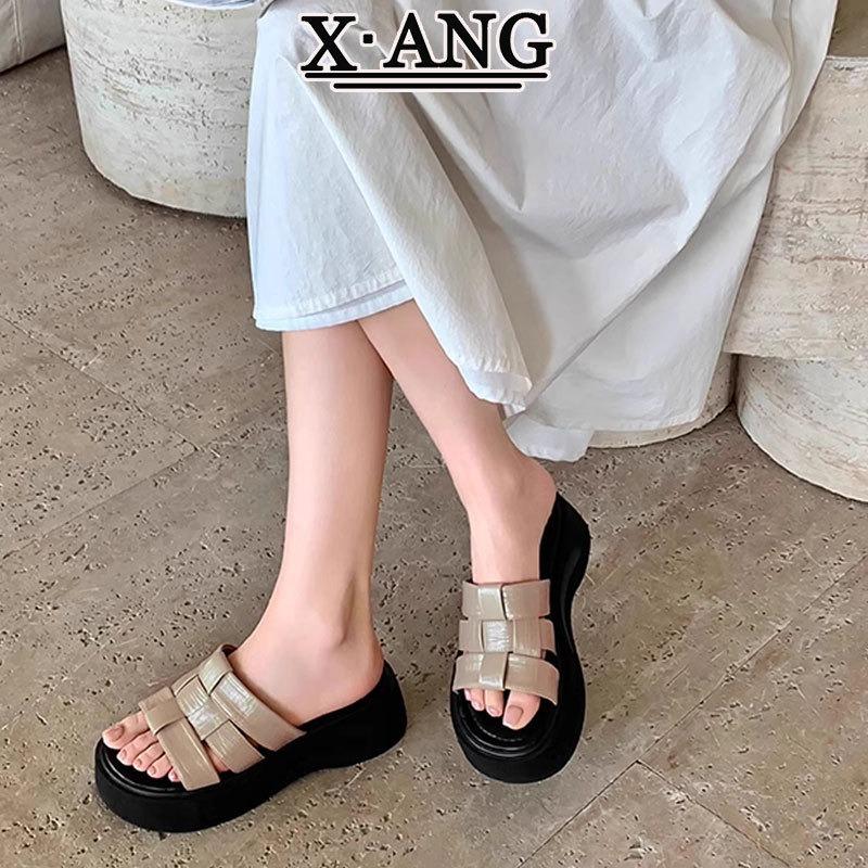 

Sheepskin version of thick-soled slippers for women s summer wear new models with skirts for vacation, seaside beach, one-word cool slippers 40
