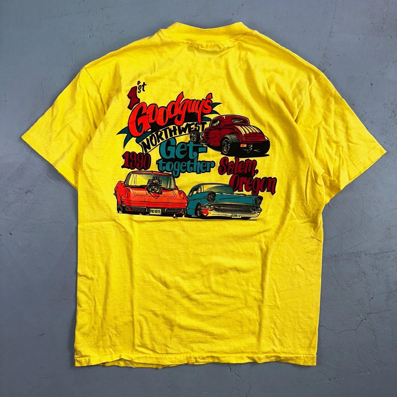 Good Guys Salem Oregon Hanes 80s VTG T Shirt Yellow Single Stitch Cars Racing S