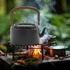 1.2L Aluminum Alloy Camping Kettle with Anti-Scalding Wooden Handle Portable Lightweight Outdoor Traveling Hiking Picnic Coffee Pot Tea Kettle