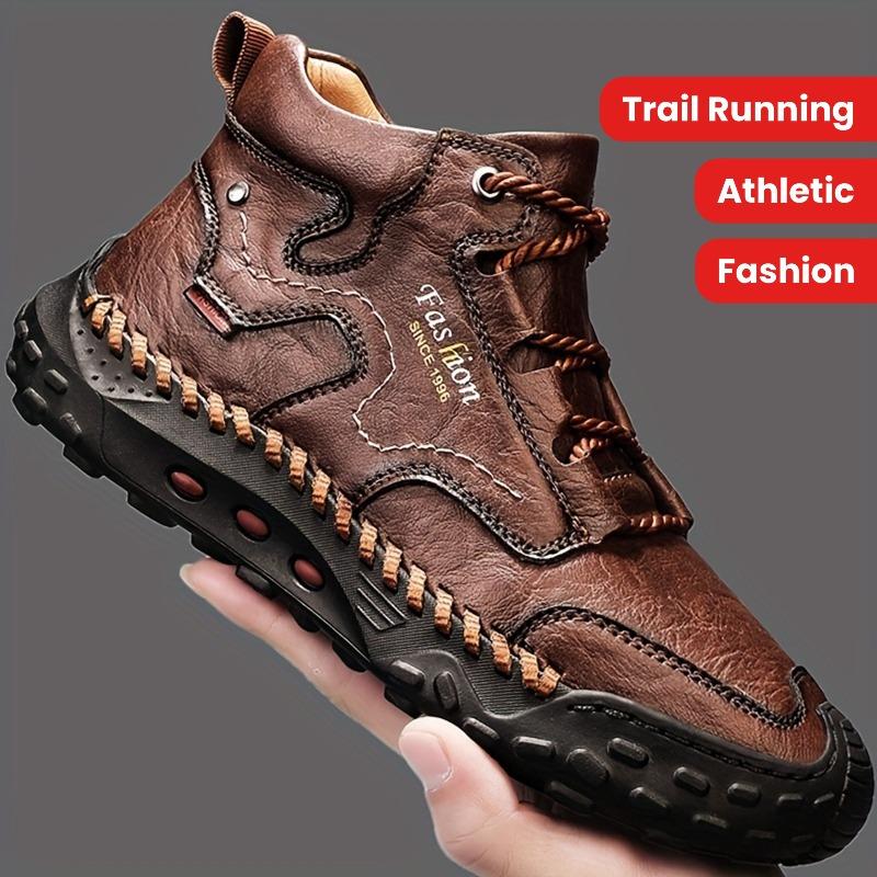 Fashionable and Versatile Men's Casual Short Boots, Outdoor Sports Black and White Brown Tennis Hiking Shoes