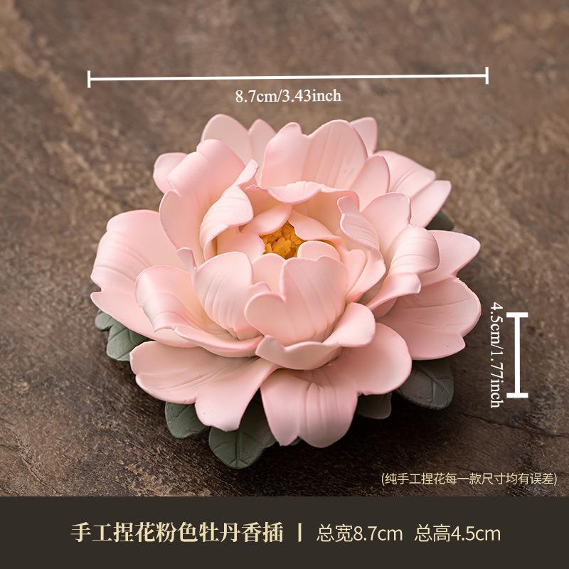 Hand-Crafted Peony-Shaped Incense Burner Creative Ceramic Homeware Incense Holder Stand Living Room & Tea Room Decorative Craft