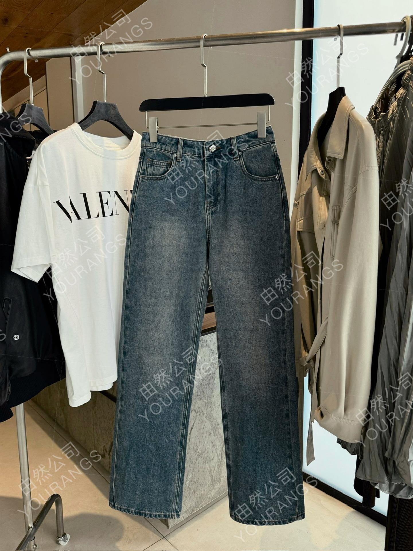 

Clearance: Mid-Rise Mercerized Soft Cotton Slit Floor-Length Jeans 25