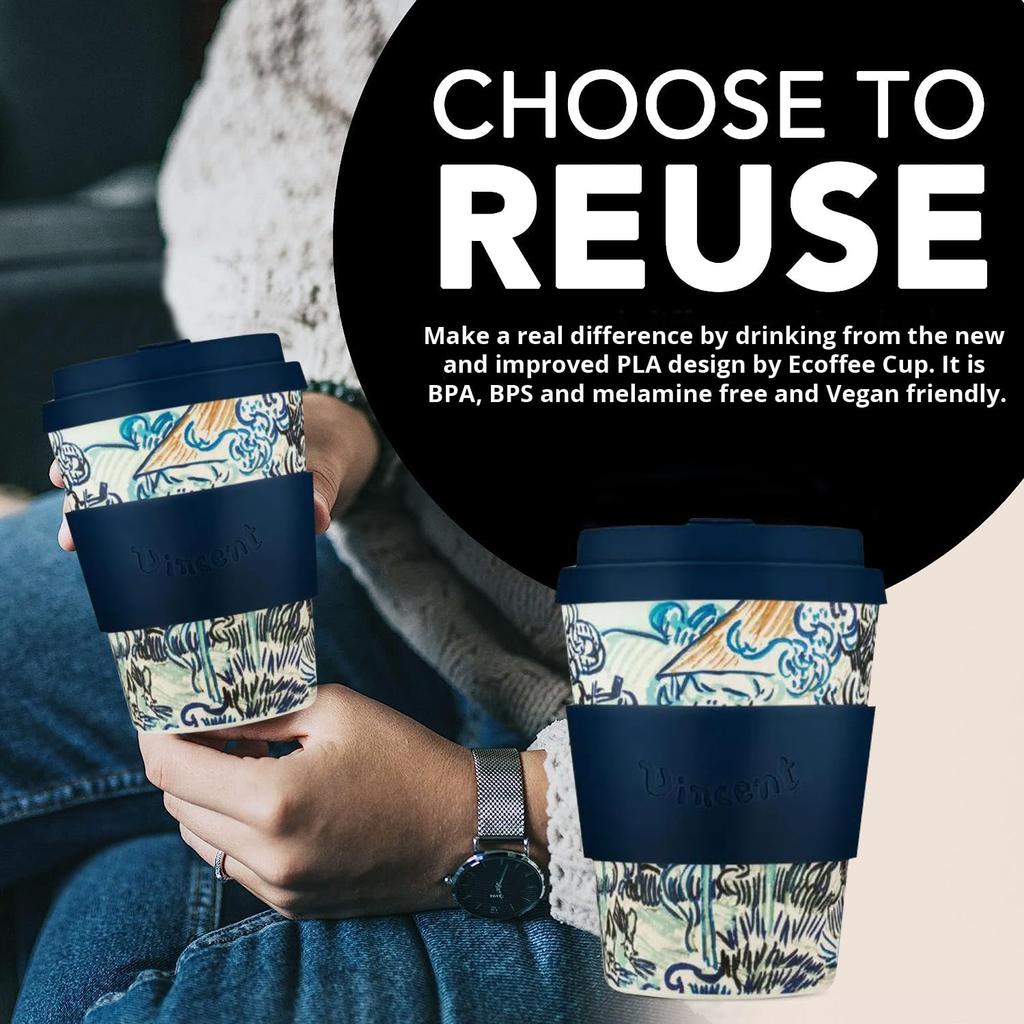 Ecoffee Cup (Ecofee Cup) Reusable Cup and Saucer, Eco-Friendly, Vincent Van Gogh, 350ml, 812 035