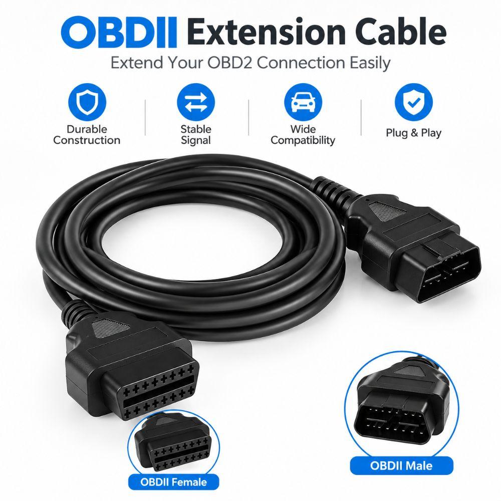 30/60/100/150/300cm OBD2 Extension Cable Male To Female ELM327 Scanner Adapter  for ELM327 Scanner