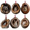 Christmas Acrylic Animal Ornaments Raccoon Owl Squirrel Bunny Bird 2D Flat Pendant Holiday Tree Decorations