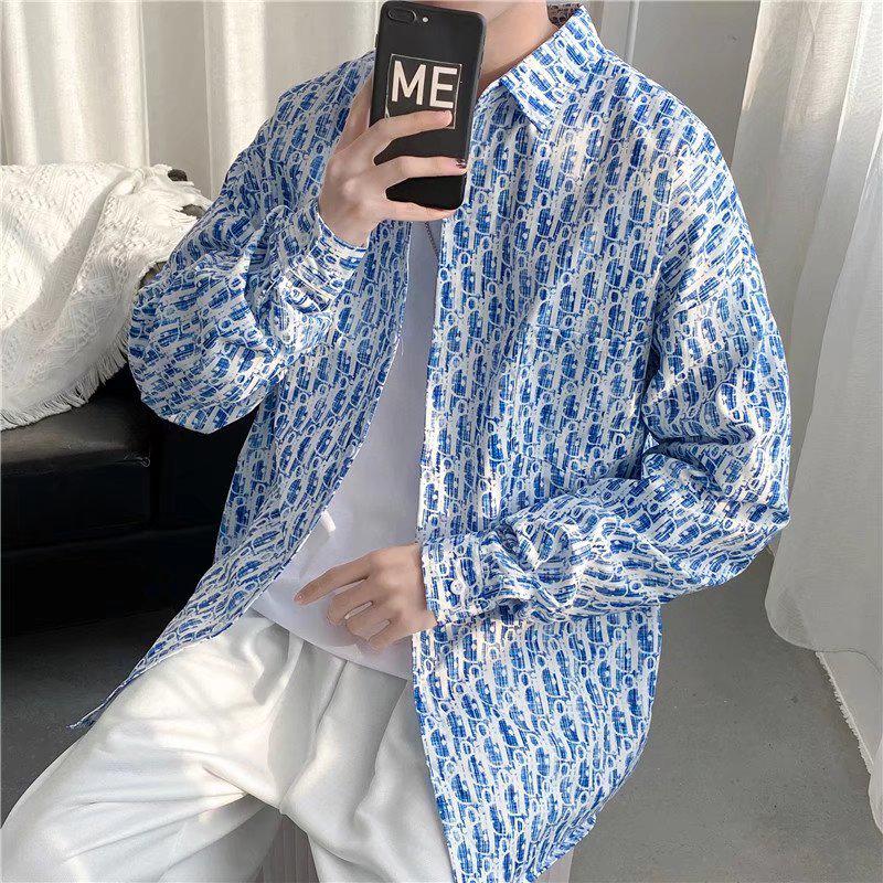 Men's Retro Striped Spring Long-Sleeve Shirt, Hong Kong Style Inner Jacket