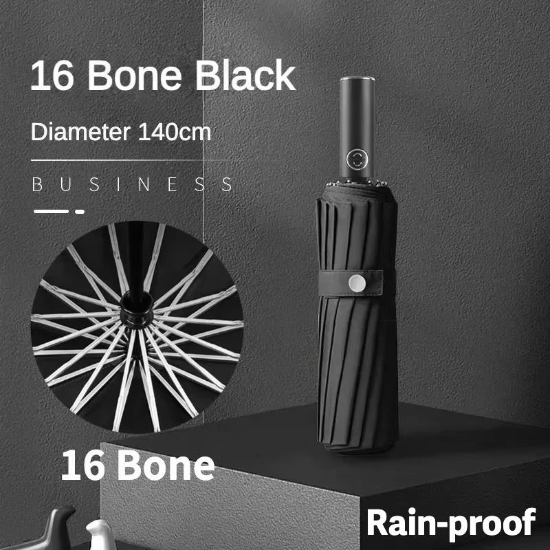 140CM Large Automatic Folding Umbrella for Men, UV UPF50+ Protection, Reinforce Windproof Strong, Sun and Rain Umbrellas Parasol