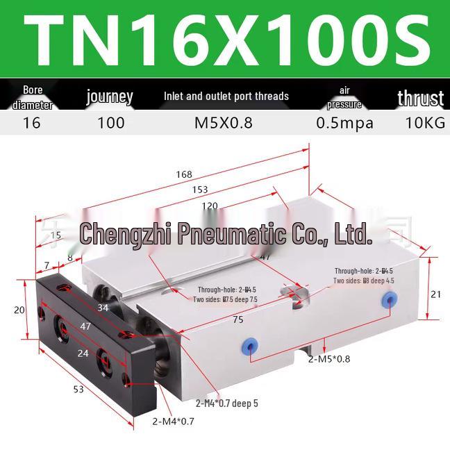 Double Shaft Pneumatic Cylinder with Dual Piston Rods TN10-40