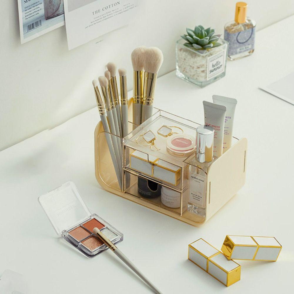 Drawer Stationery Storage Box Multi Grid Makeup Brush Holder Creative Pen Container School