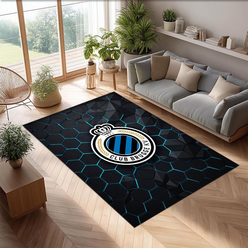 Club Brugge FC Soccer Football Pattern Soft Area Rug Non Slip Indoor Floor Carpet Sports Decor Mat for Bedroom
