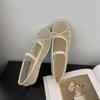 Fashion Spring New Flat Shoes for Girls Fashion Round Head Shallow Mouth Butterfly Knot Mesh Breathable Soft Sole Non-slip Single Shoes