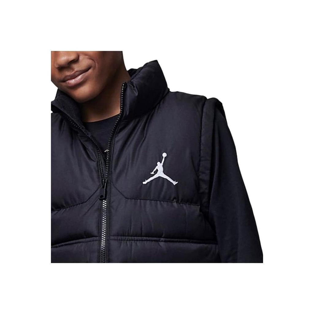 Jordan Logo Print Stand Collar Comfortable Warm Vest Kids Vest Black FB1673-010