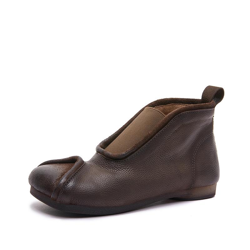 

Женская обувь, Обувь из натуральной кожи, Ботильоны, Новые ремесленные ретро, Универсальная обувь на мягкой подошве с круглым носком, Кожаные ботинки 36 серый