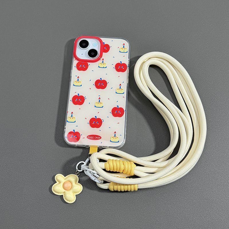 Cute Flower Pendant Phone Lanyard Soft Durable Nylon Detachable Buckle For Commute School Use