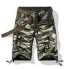 Summer Cotton Cargo Shorts Men Fashion Camouflage Multi-Pocket Casual Shorts Bermudas Knee Length Trousers Without Belt