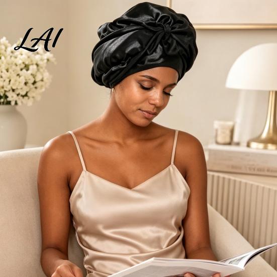 Braided Hair Cap No Heat Curling for Women Adjustable Curls Styling Accessories Satin Bonnet Double Layer Sleeping Medium Long Hair Braids,