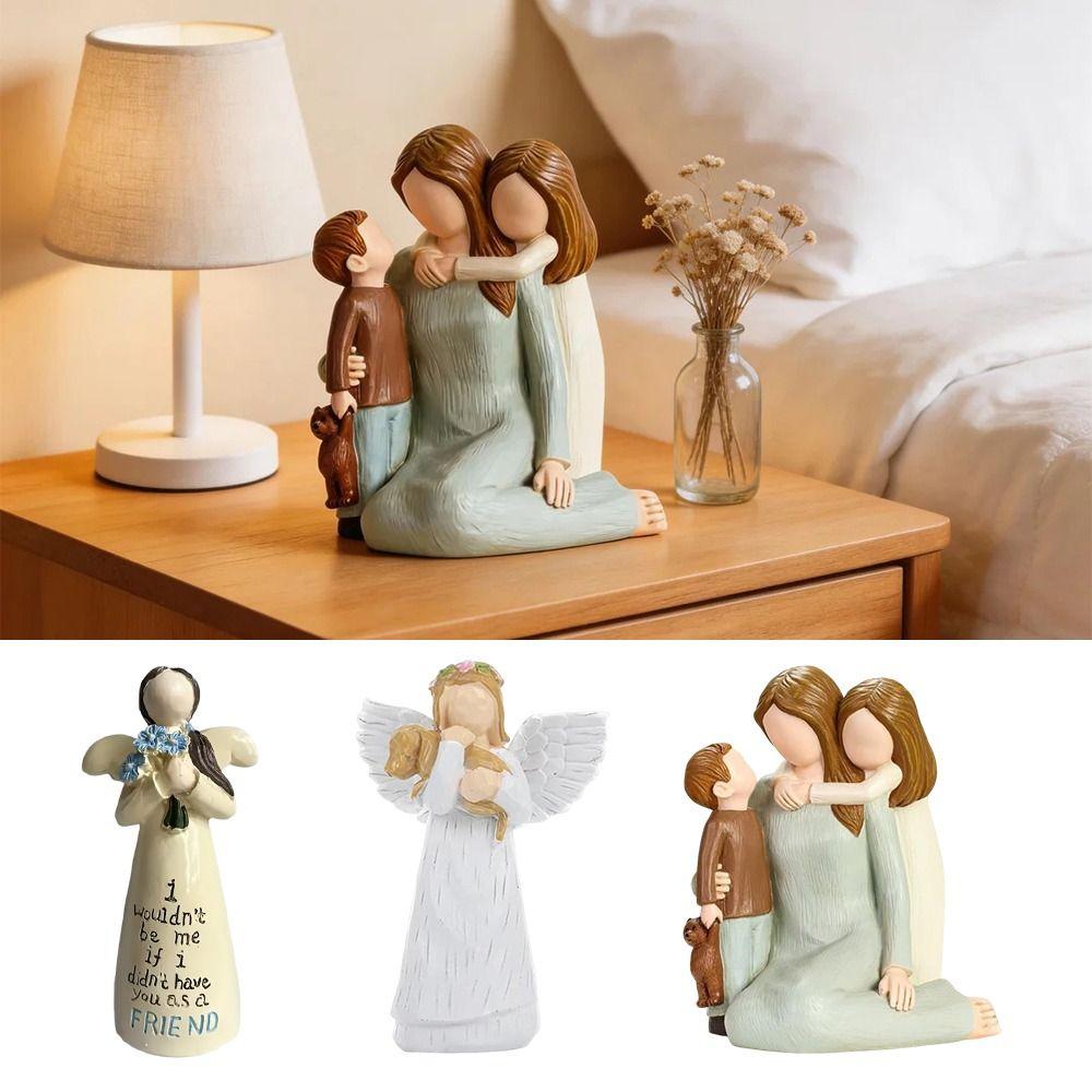 Love and Serenity Angel Ornament Resin Guardian Angel Figurine  for Valentine's Day Mother's Day