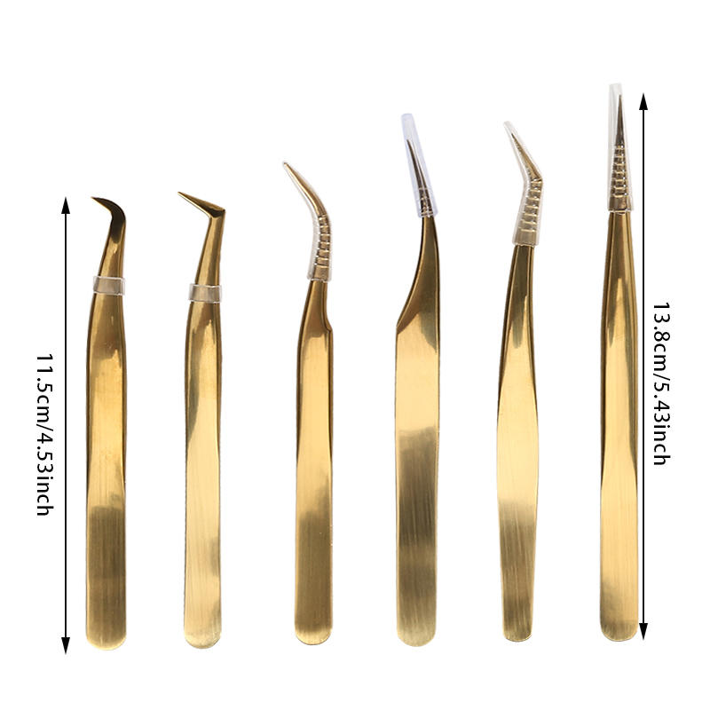 5/6PCS Portable Eyelash Extension Tweezers Set Professional Lash Tweezers Kit with Pouch for Beginners & Lash Artists