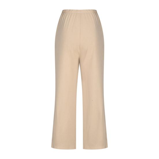 2 Pcs/Set Women Vest Pants Set Sleeveless V Neck Button Decor Wide Leg Straight Loose Solid Color Lady Top Trousers