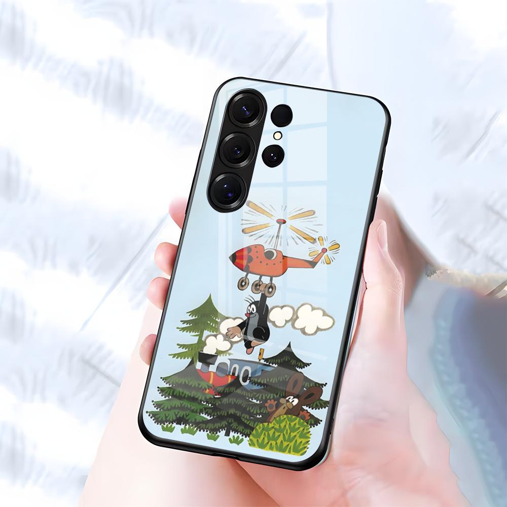 

Классическая Чехол-бампер Кртек и Штанишки для Samsung S26 S25 S24 FE S23 S22 S21 Plus S20 Ultra Note20Ultra Черная Стеклянная Крышка Galaxy S23 FE