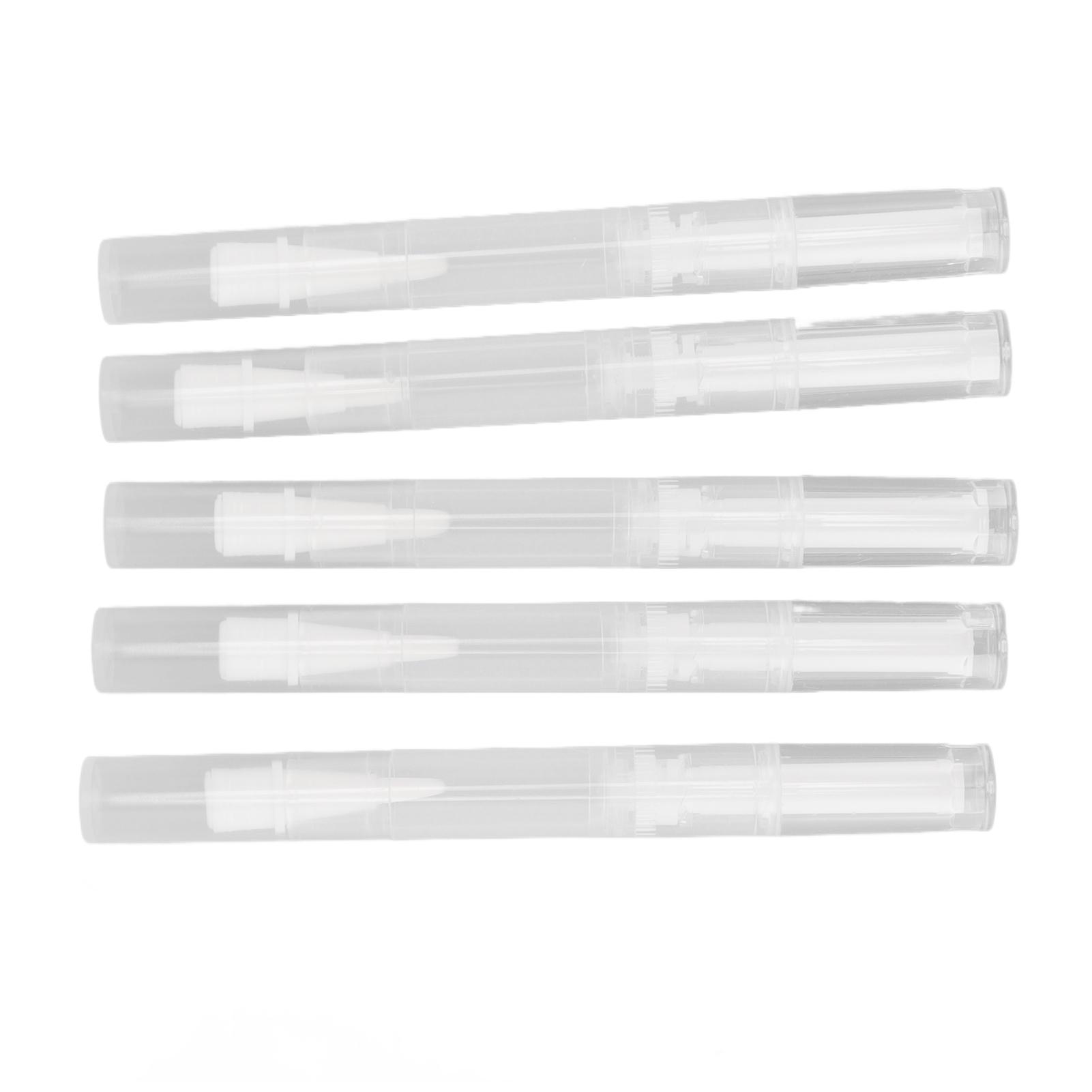 

5 комплектов пустых масляных ручек для ногтей, прозрачная пластиковая трубка, нейлоновая волокнистая кисть, масляная ручка для кутикулы для путешествий