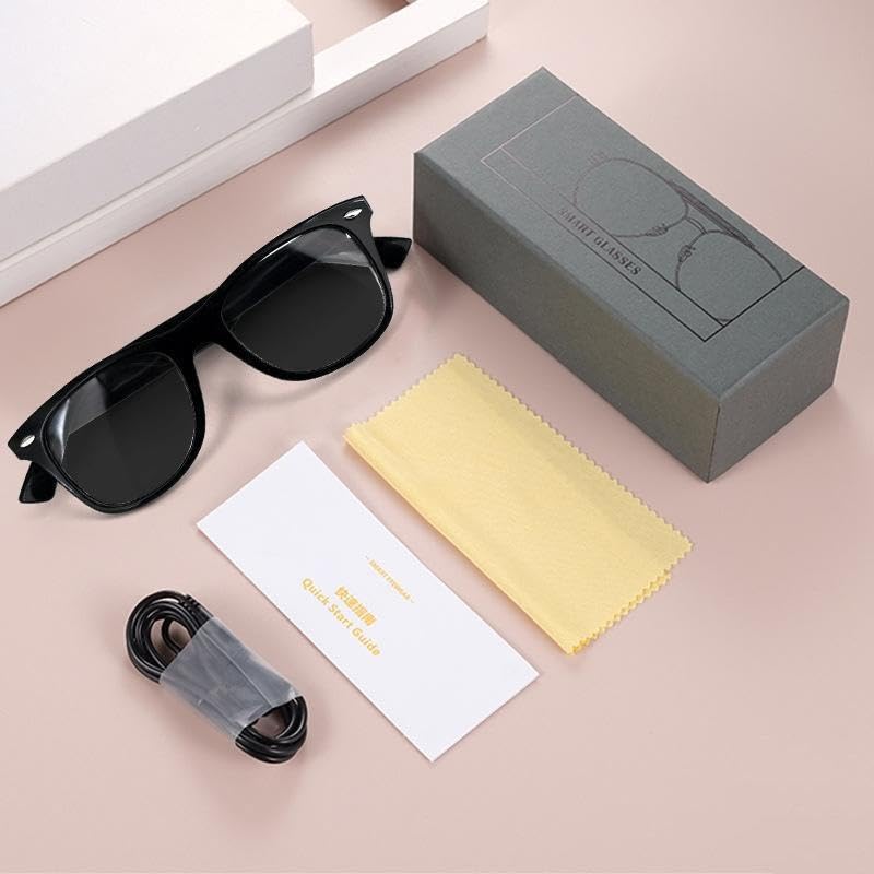 Smart Bluetooth Smart Sunglasses with UV Bone and Interchangeable Compatible with USB and Lightweight Design Glasses, Protection, Conduction, Lenses,
