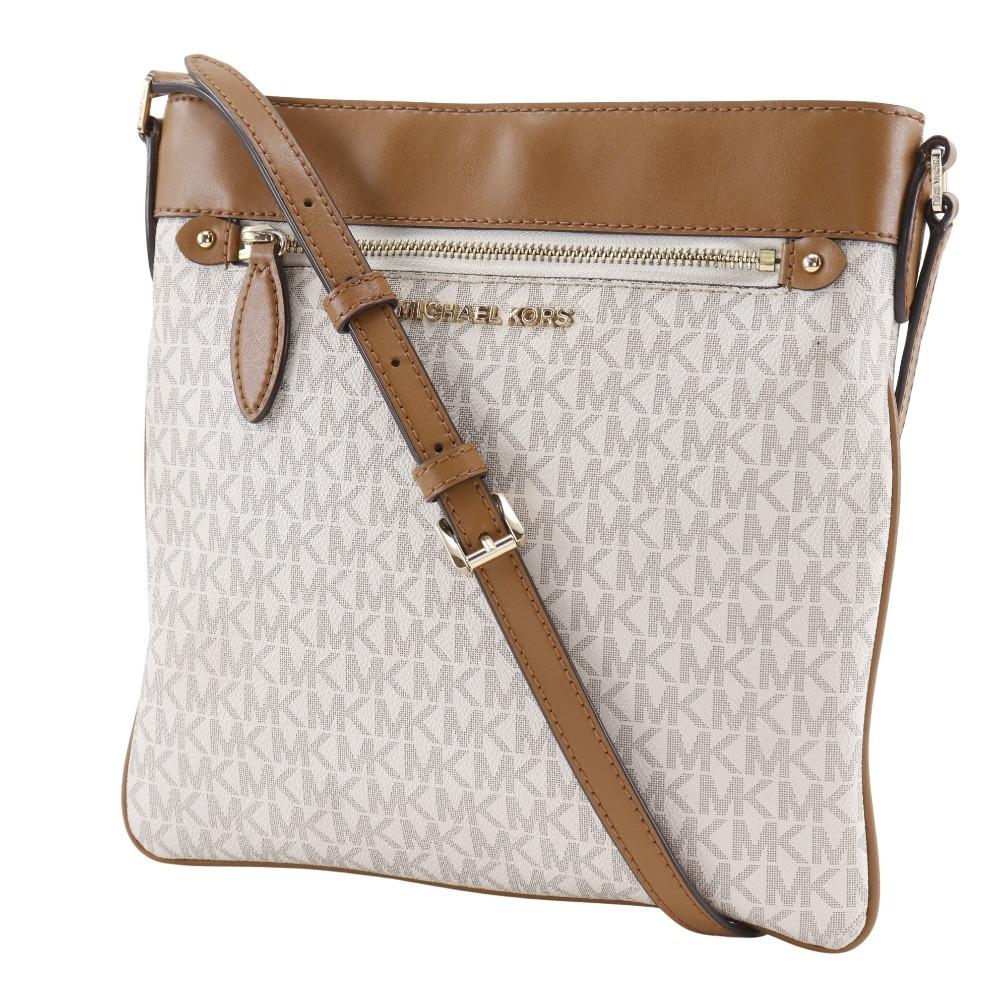 Michael Kors Connie Shoulder Bag Signature White/Brown PVC Women Used