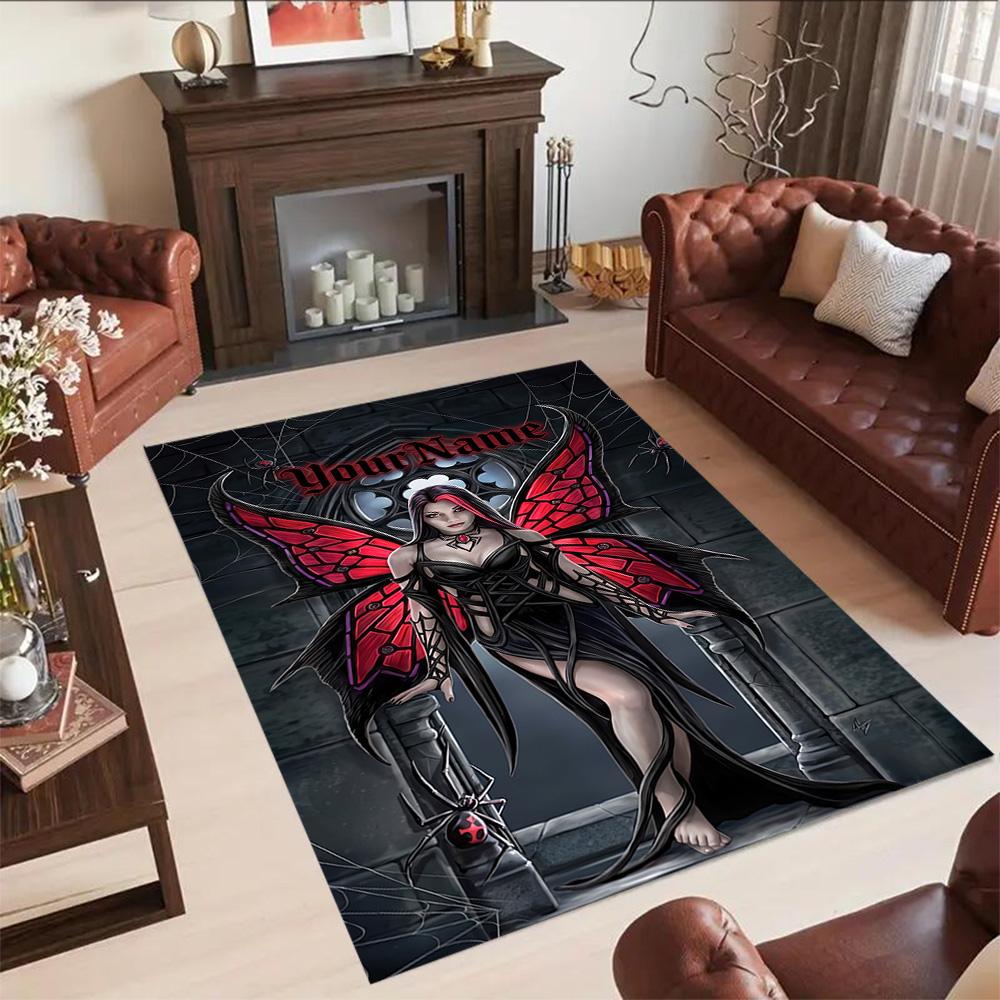 Gothic Illustrations Customizable Name Floor Rug Office Rug Design for Bedrooms Dining Room Entryway Outdoor Antislip Carpet Decorate Offices