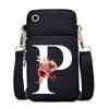 New letter-printed black oblique span bag, mobile phone bag, light to carry, vertical length and width change bag
