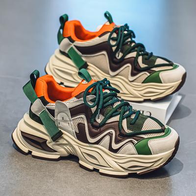 Men's Shoes Fashion Trend Mesh Breathable Thick Bottom Shoes Outdoor Anti-slip Comfortable Sneakers Casual Running Shoes White Shoes