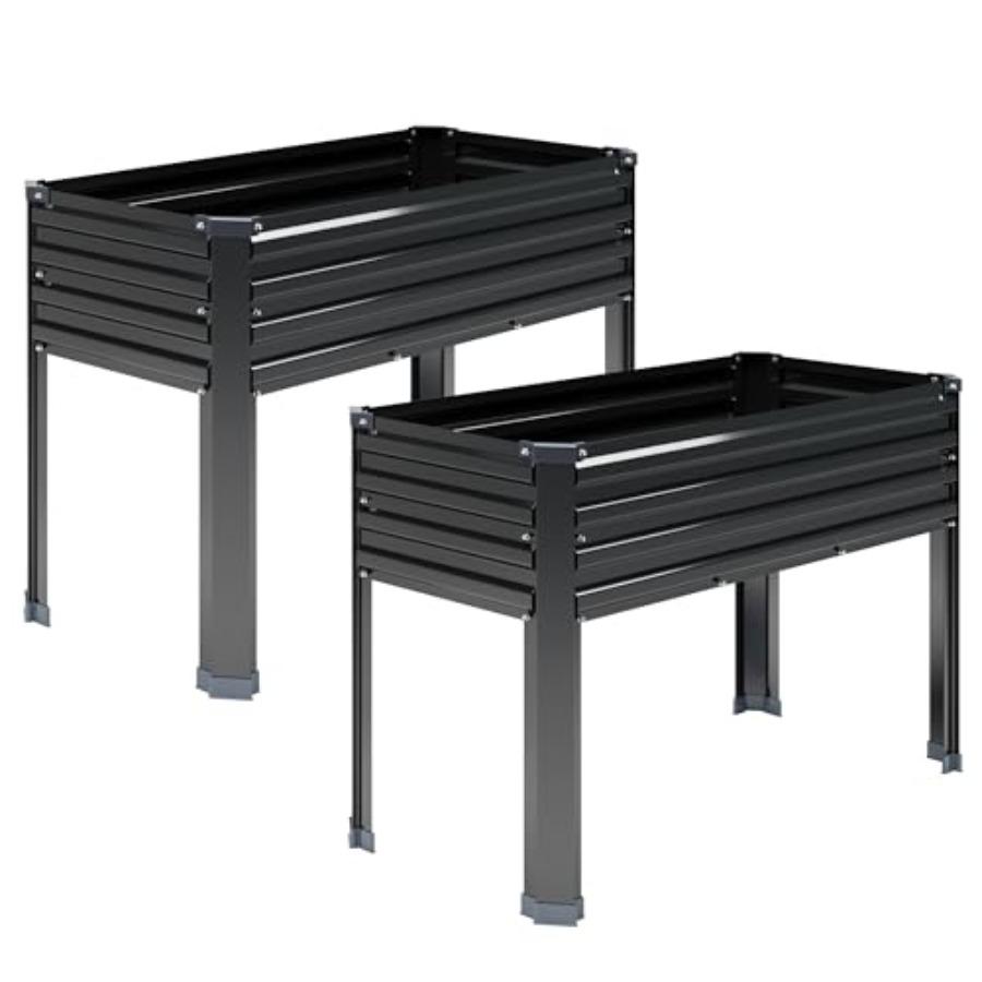 

2PCS Galvanized Raised Garden Bed with Legs 48×18×30in Elevated Planter Box for Backyard Garden Patio Balcony Black 300lb Ccity United States
