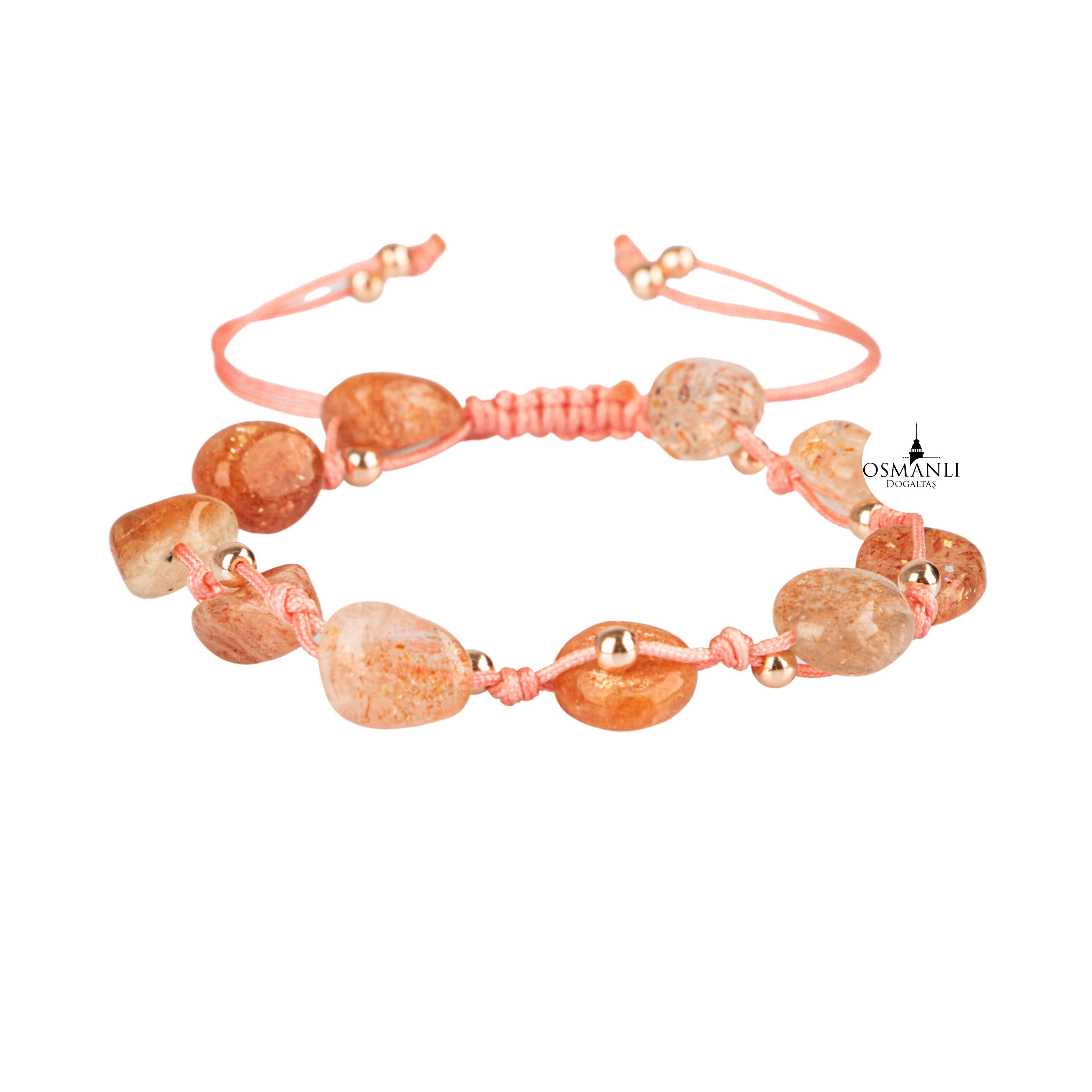 

Браслет из макраме из натурального камня Sunstone Natural Cut 16-17 CM