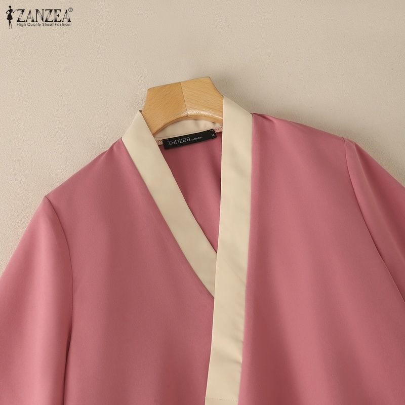 ZANZEA Blusa Kimono Casual da Donna con Scollo a V e Maniche a 3/4 Ampia