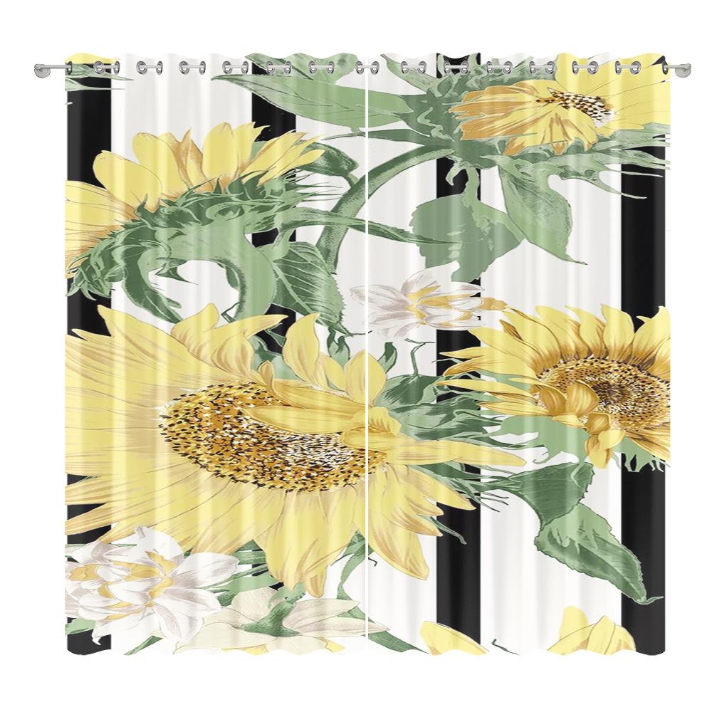 Sunflower Curtain Cloth Bedroom Living Room Balcony Blackout Curtain Office Hotel Insulation Curtain