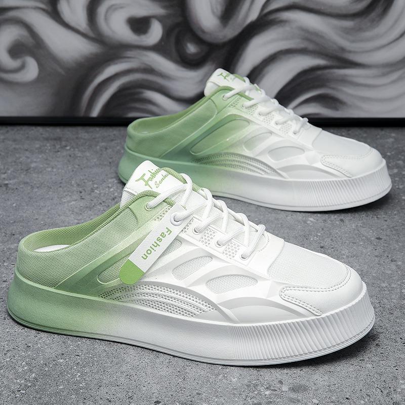 

Summer men s shoes spring new simple one-pedal lazy shoes high value half slippers versatile casual trendy shoes 44 зелёный