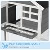 Multi-Equipped Rabbit Hutch Cage: Upper House with Ramp, Droppings Tray, Window + Outdoor Run