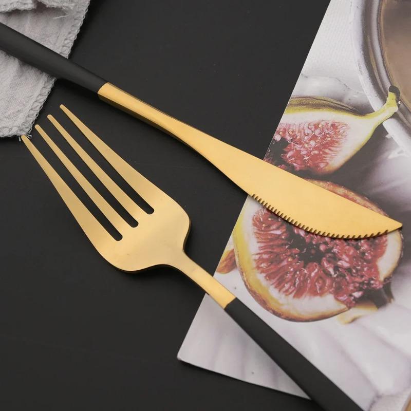 24Pcs Green Gold Dinnerware Stainless Steel Cutlery Set Knife Fork Tea Spoon Dinner Flatware Set Kitchen Silverware Tableware