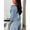 Spring Summer Women's T-Shirts Single Shoulder Long Sleeve Top with Ruffles Outing Sexy Slimming Tops Y2K