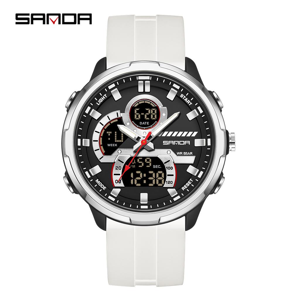 Electronic Watch Men's Dual Display Dial 5ATM Waterproof Night Light Stopwatch Multifunctional Sports Electronic Watch