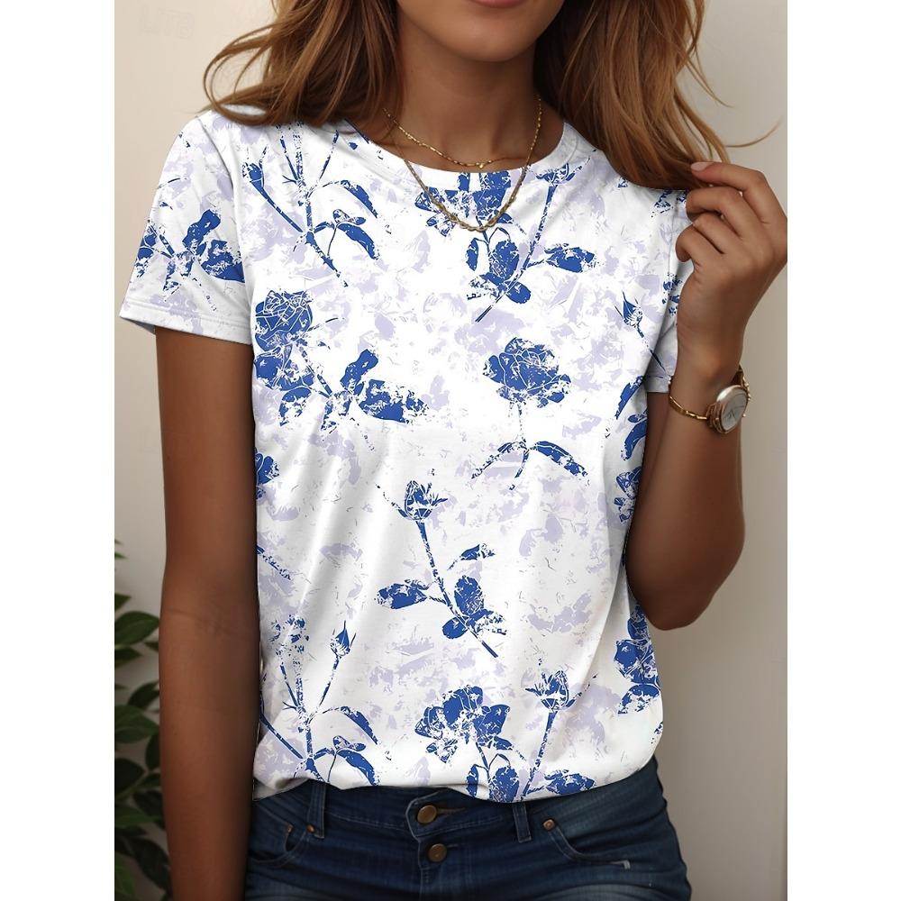Women's T Shirt Floral Graphic Plants Vintage Stylish Classic Short Sleeve Crew Neck Regular Tops