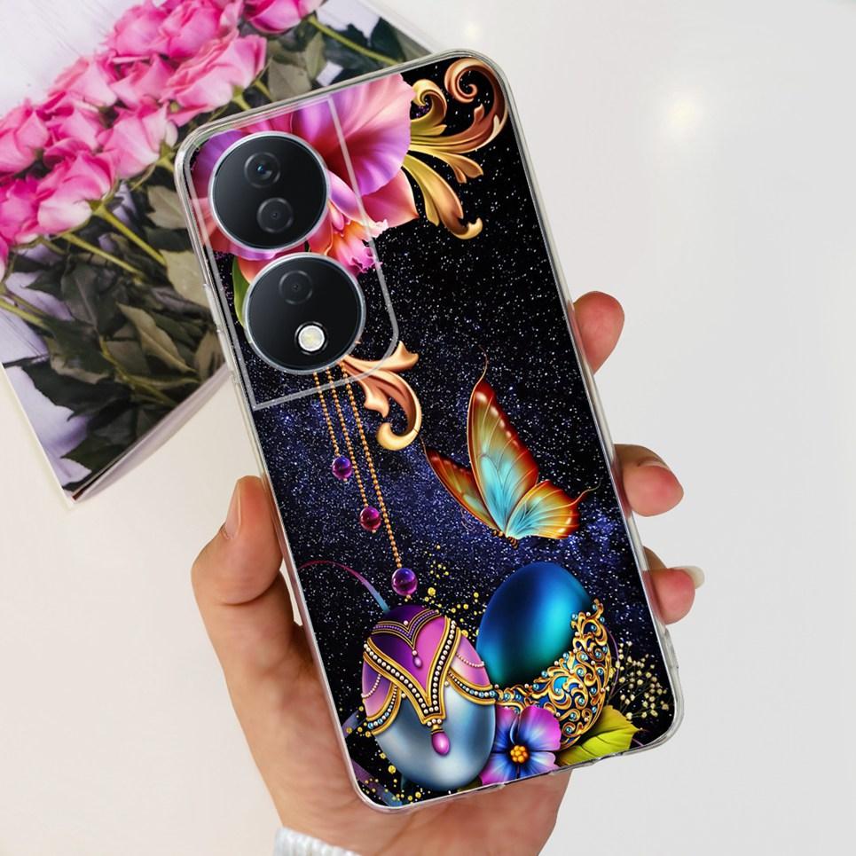 

For Cover Honor X7b 5G Case For Honor X8B 4G Love Heart Women Fashion Luxury Pattern Housing Etui Huawei HonorX8b Soft Clear TPU Honor X7b 5G