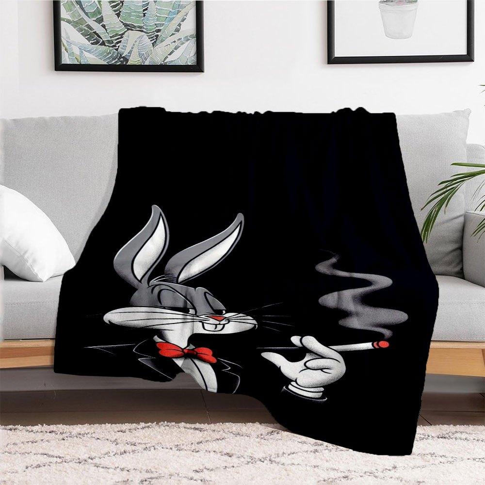 "Looney Tunes Bugs Bunny Smoking Phone Wallpaper"Blanket Flannel Throw Blanket for Sofa, Bed, Travel, Camping, Office