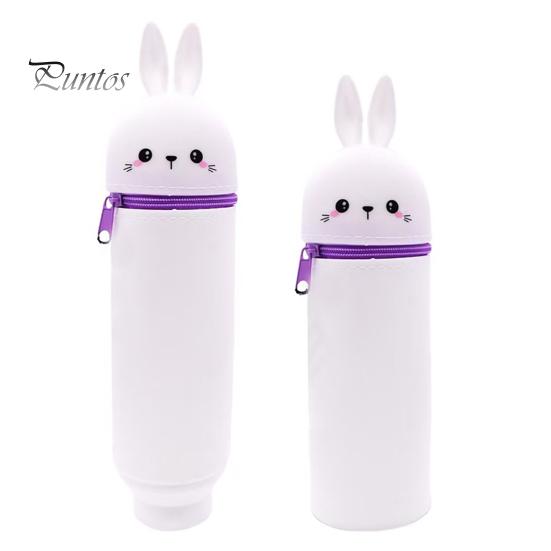Pencil Case Desktop Stand Up Pen Holder Cartoon Animal Design Silicone Pencil Storage Bag for Home School Office Supplies