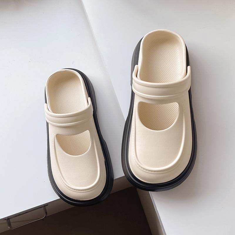 

Ретро туфли Мэри Джейн женские летние для улицы на толстой подошве, увеличивающие рост, модные, универсальные, с ощущением высокого класса, туфли с открытым носком 40